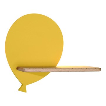 LED Dziecięca lampa ścienna z półką BALLOON LED/4W/230V żółta/drewno,