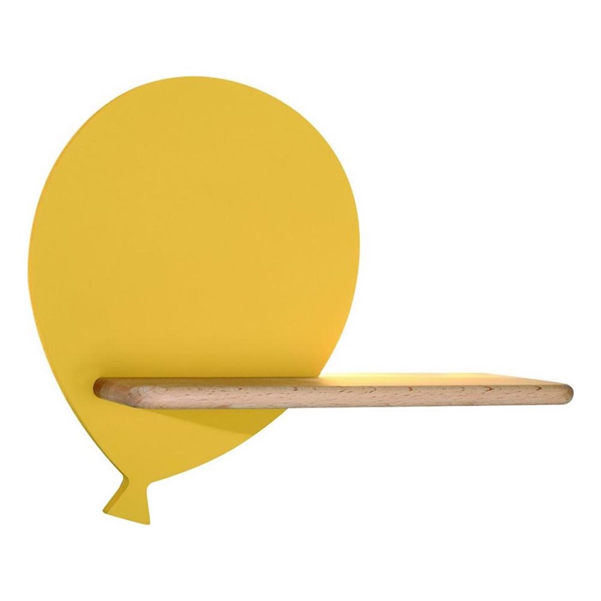 LED Dziecięca lampa ścienna z półką BALLOON LED/4W/230V żółta/drewno,
