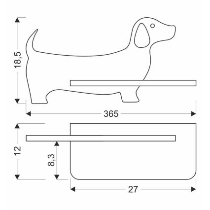 LED Dziecięca lampa ścienna z półką DOG LED/5W/230V czarny/drewno,