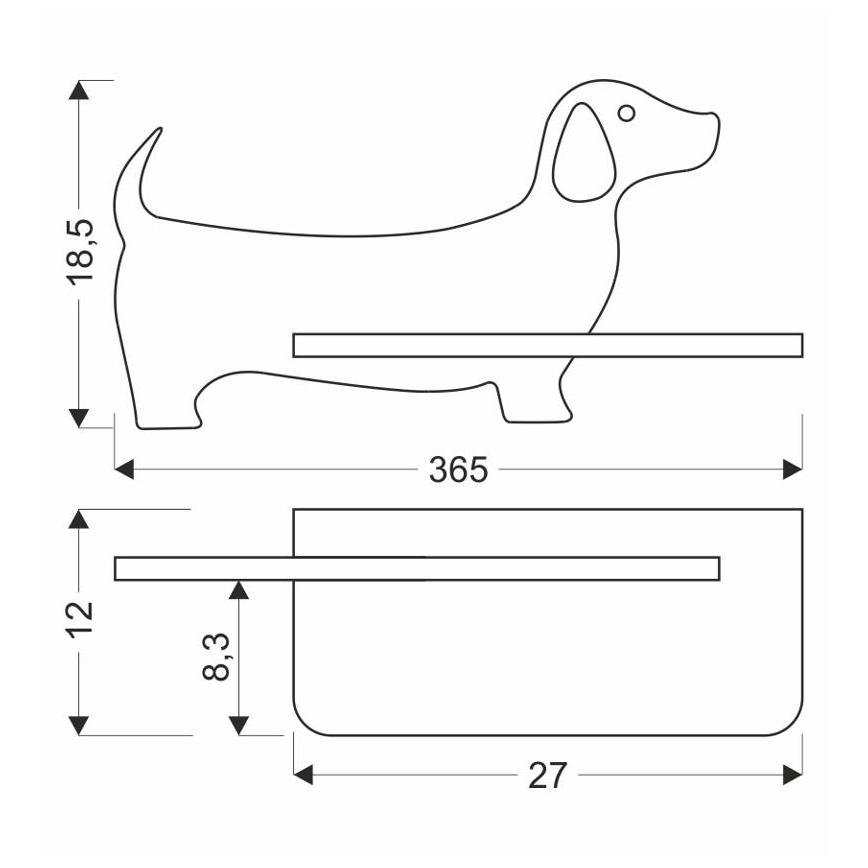 LED Dziecięca lampa ścienna z półką DOG LED/5W/230V czarny/drewno,