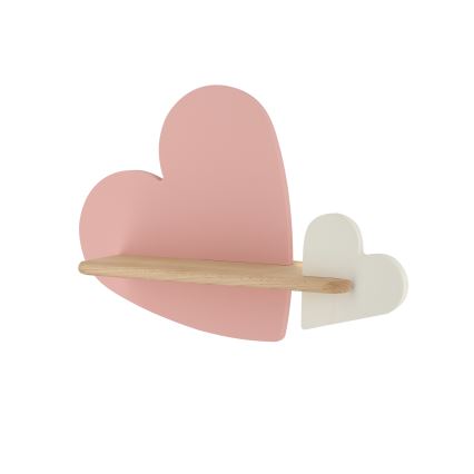 LED Dziecięca lampa ścienna z półką HEART LED/5W/230V różowy/biały/drewno,