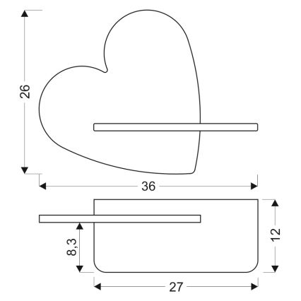 LED Dziecięca lampa ścienna z półką HEART LED/5W/230V różowa/drewno,