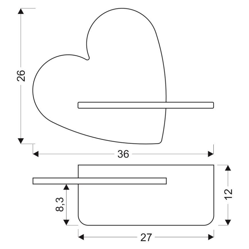 LED Dziecięca lampa ścienna z półką HEART LED/5W/230V różowa/drewno,
