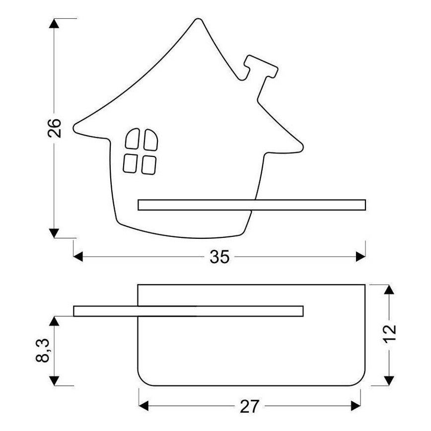LED Dziecięca lampa ścienna z półką HOUSE LED/4W/230V zielony/drewno,