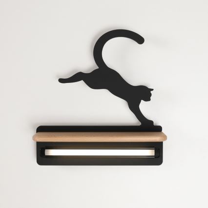 LED Dziecięca lampa ścienna z półką JUMPING CAT LED/5W/230V,