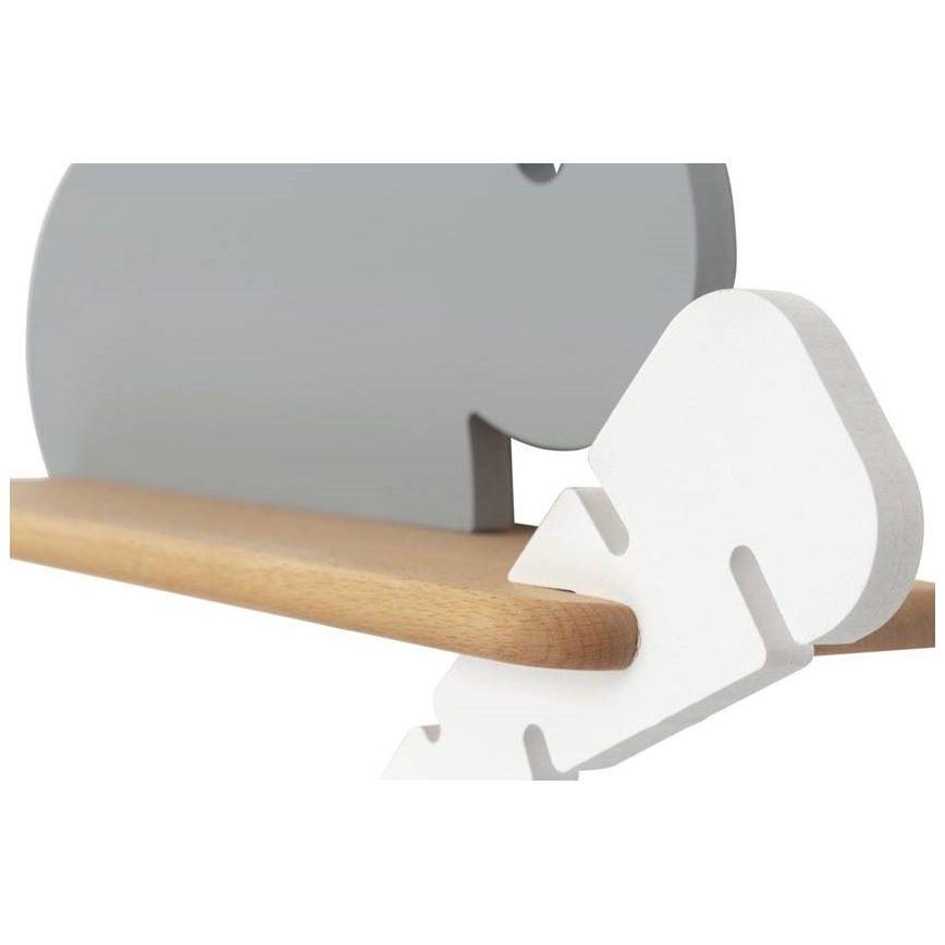LED Dziecięca lampa ścienna z półką RABBIT LED/4W/230V szary/biały/drewno,
