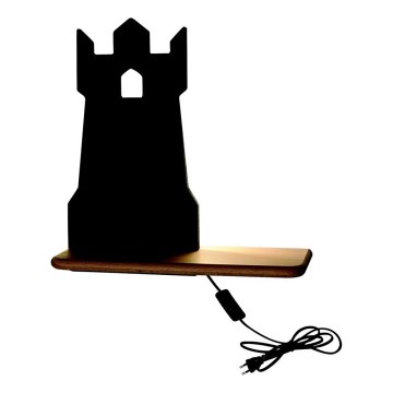 LED Dziecięca lampa ścienna z półką TOWER LED/4W/230V czarny/drewno,