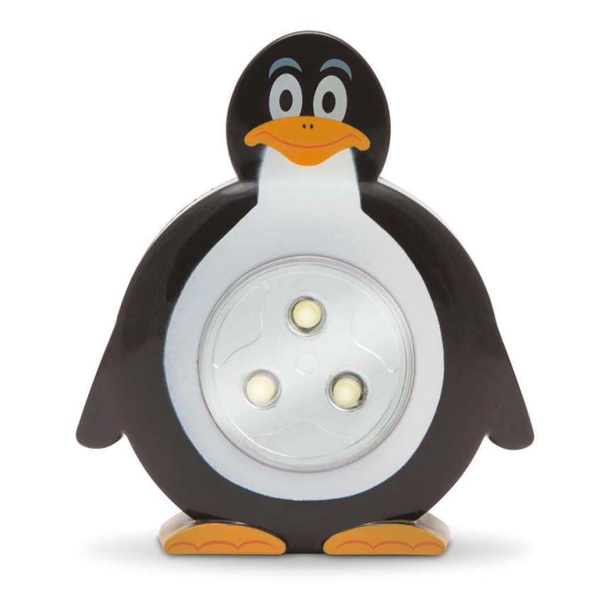 LED Dziecięca lampka nocna LED/3xAAA pingwin