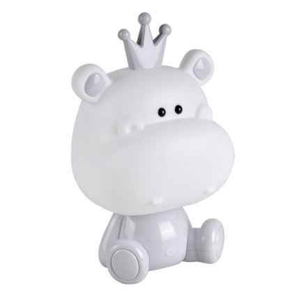LED Dziecięca lampka nocna ściemnialna hipopotam  LED/2,5W/230V szary