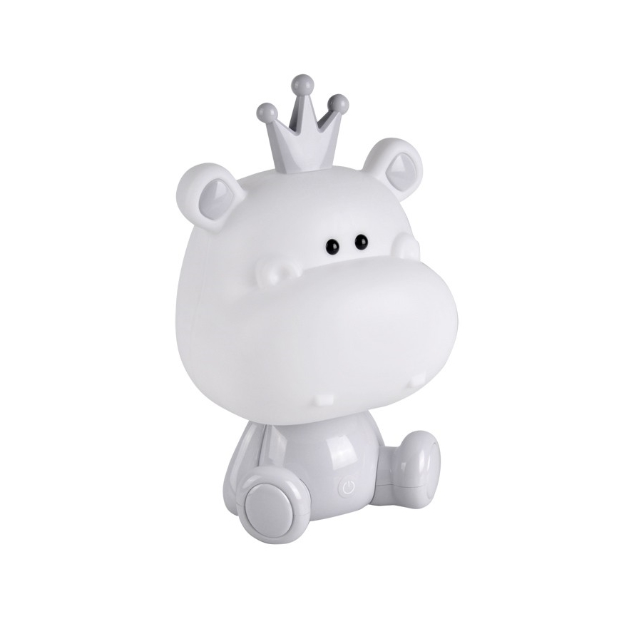 LED Dziecięca lampka nocna ściemnialna hipopotam  LED/2,5W/230V szary