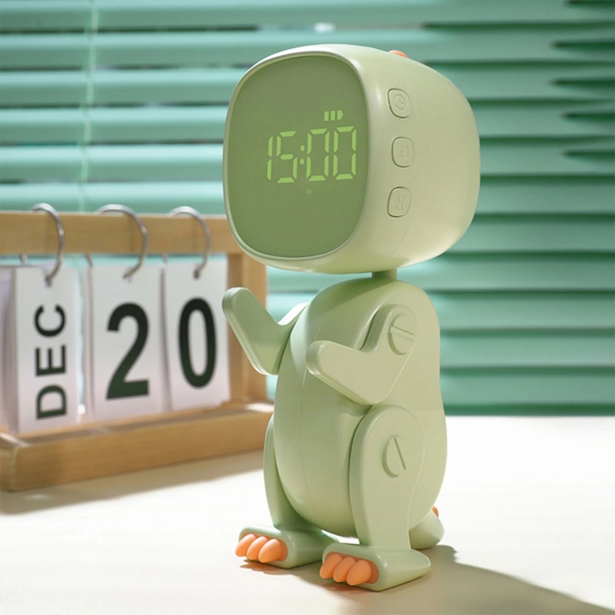 LED RGBW Ściemnialna dziecięca noc lampka z budzikiem ROBOT LED/1W/5V 1200 mAh