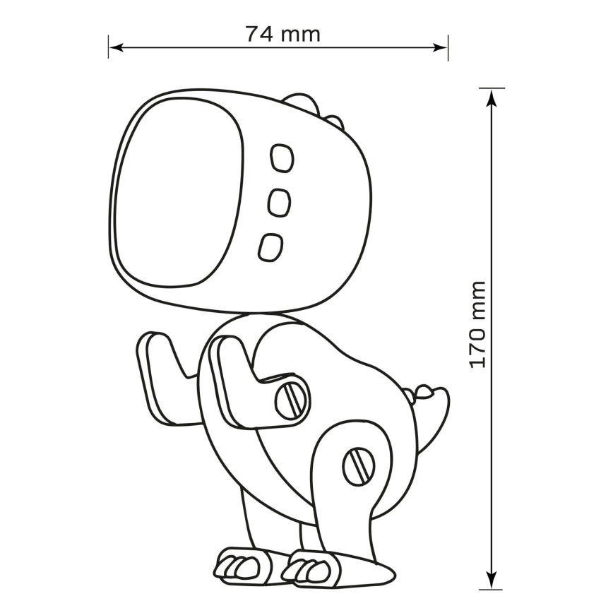 LED RGBW Ściemnialna dziecięca noc lampka z budzikiem ROBOT LED/1W/5V 1200 mAh