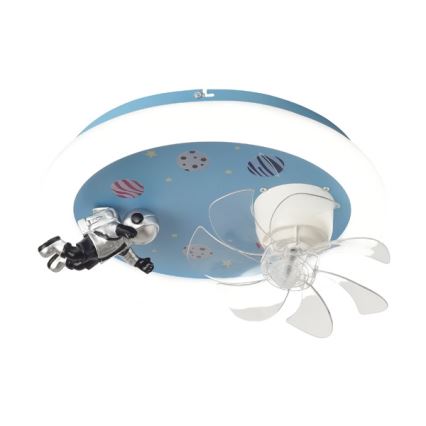 LED dziecięca ściemnialna lampa sufitowa z wentylatorem LED/48W/230V 3000/4000/6000K niebieska + pilot zdalnego sterowania