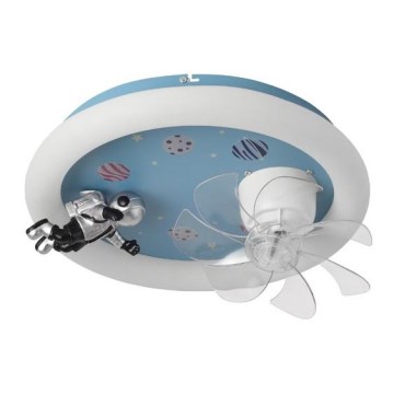 LED dziecięca ściemnialna lampa sufitowa z wentylatorem LED/48W/230V 3000/4000/6000K niebieska + pilot zdalnego sterowania