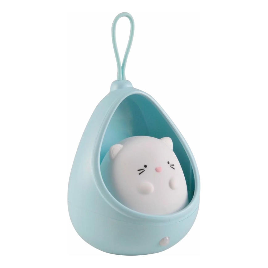 LED Dziecięce oświetlenie orientacyjne z czujnikiem KITTY LED/0,5W/5V USB 1200 mAh niebieskie