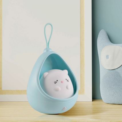 LED Dziecięce oświetlenie orientacyjne z czujnikiem KITTY LED/0,5W/5V USB 1200 mAh niebieskie