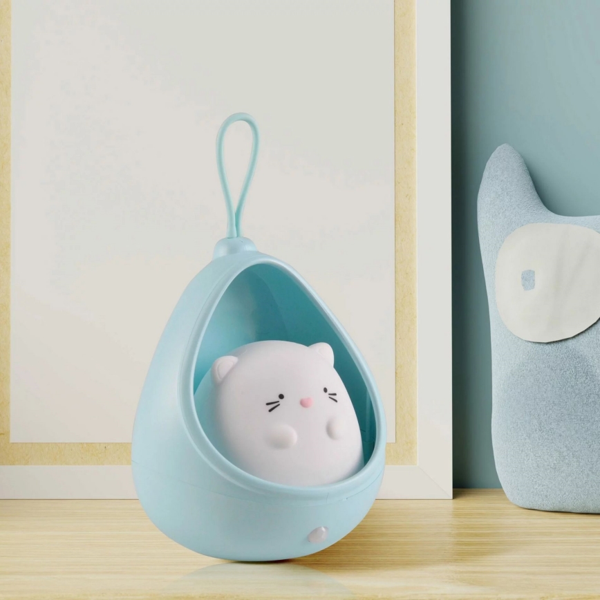 LED Dziecięce oświetlenie orientacyjne z czujnikiem KITTY LED/0,5W/5V USB 1200 mAh niebieskie