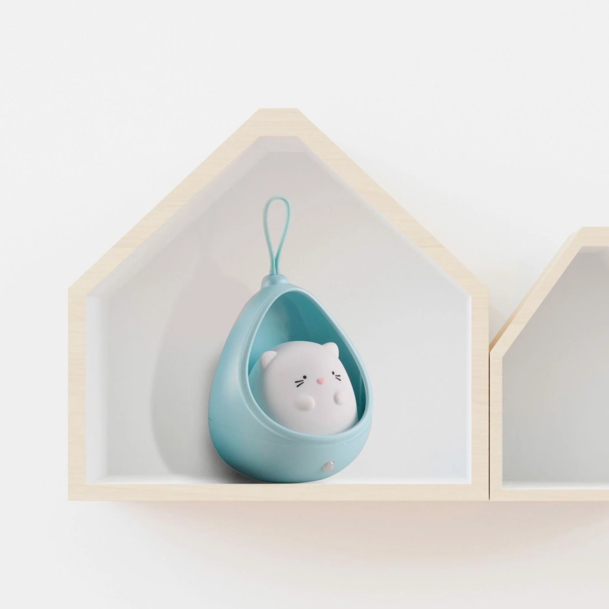 LED Dziecięce oświetlenie orientacyjne z czujnikiem KITTY LED/0,5W/5V USB 1200 mAh niebieskie