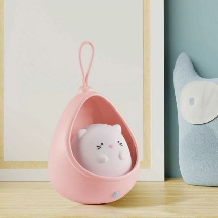 LED Dziecięce orientacja jasny z czujnikiem KITTY LED/0,5W/5V USB 1200 mAh różowe