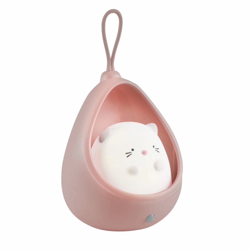 LED Dziecięce orientacja jasny z czujnikiem KITTY LED/0,5W/5V USB 1200 mAh różowe