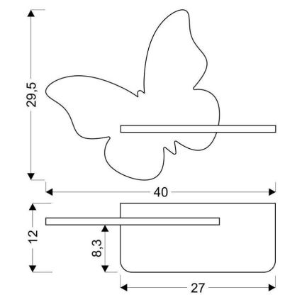 LED Dziecięcy kinkiet z półka BUTTERFLY LED/5W/230V rózowy/drewno