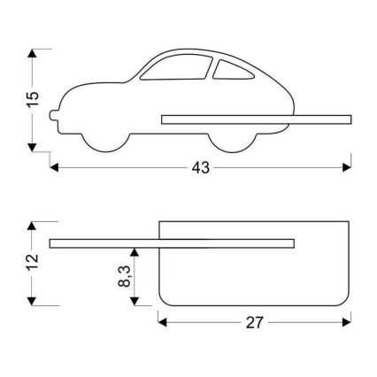 LED Dziecięcy kinkiet z półka CAR LED/5W/230V zielony/drewno