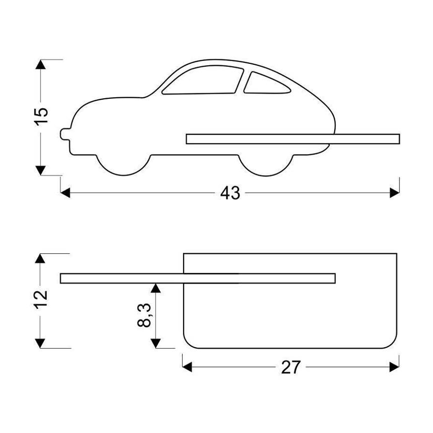 LED Dziecięcy kinkiet z półka CAR LED/5W/230V zielony/drewno