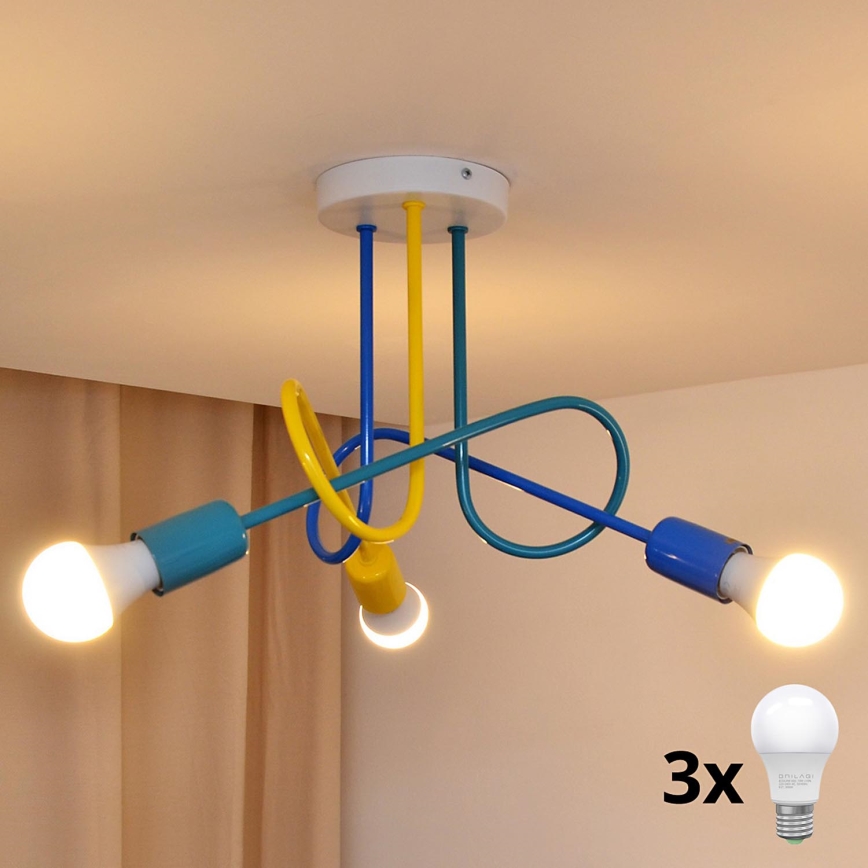 LED Dziecięcy żyrandol natynkowy OXFORD 3xE27/15W/230V