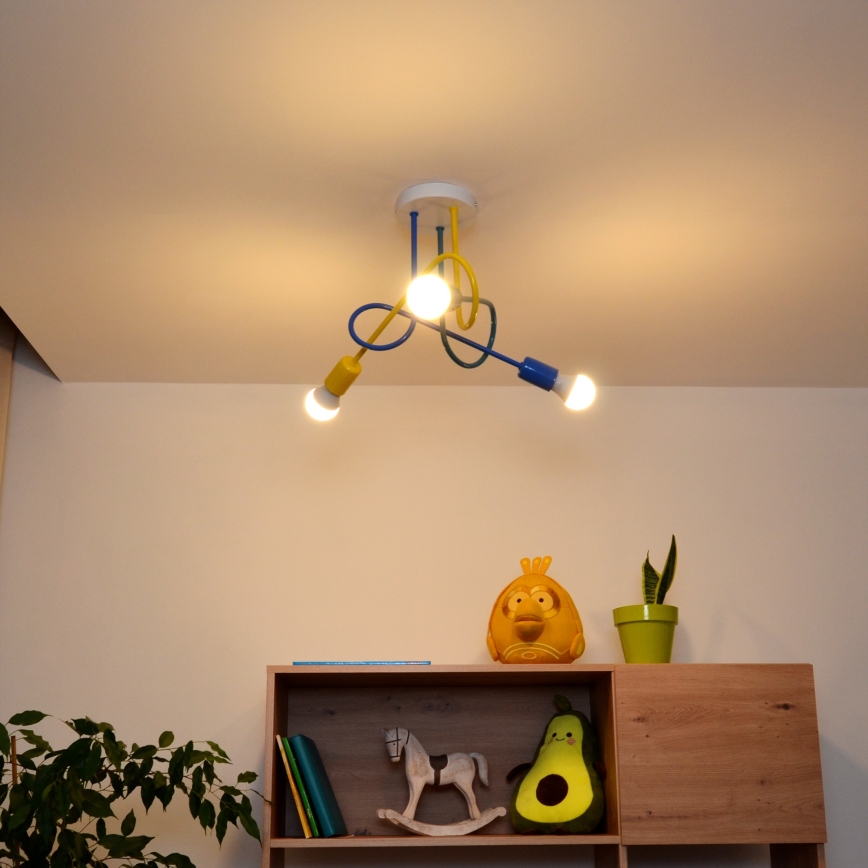 LED Dziecięcy żyrandol natynkowy OXFORD 3xE27/15W/230V
