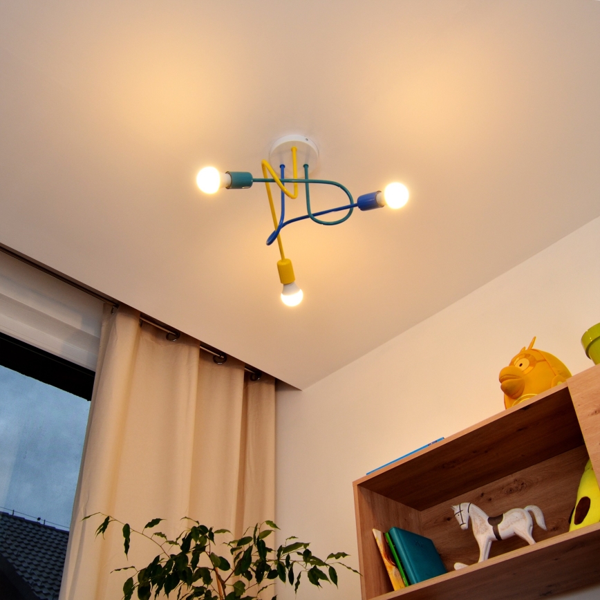 LED Dziecięcy żyrandol natynkowy OXFORD 3xE27/15W/230V