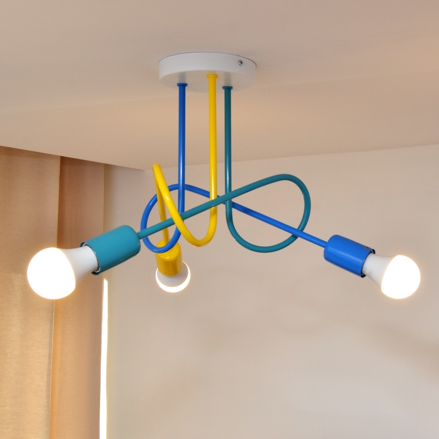 LED Dziecięcy żyrandol natynkowy OXFORD 3xE27/15W/230V