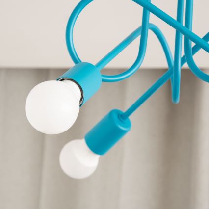 LED Dětský přisazený lustr OXFORD 3xE27/15W/230V modrá