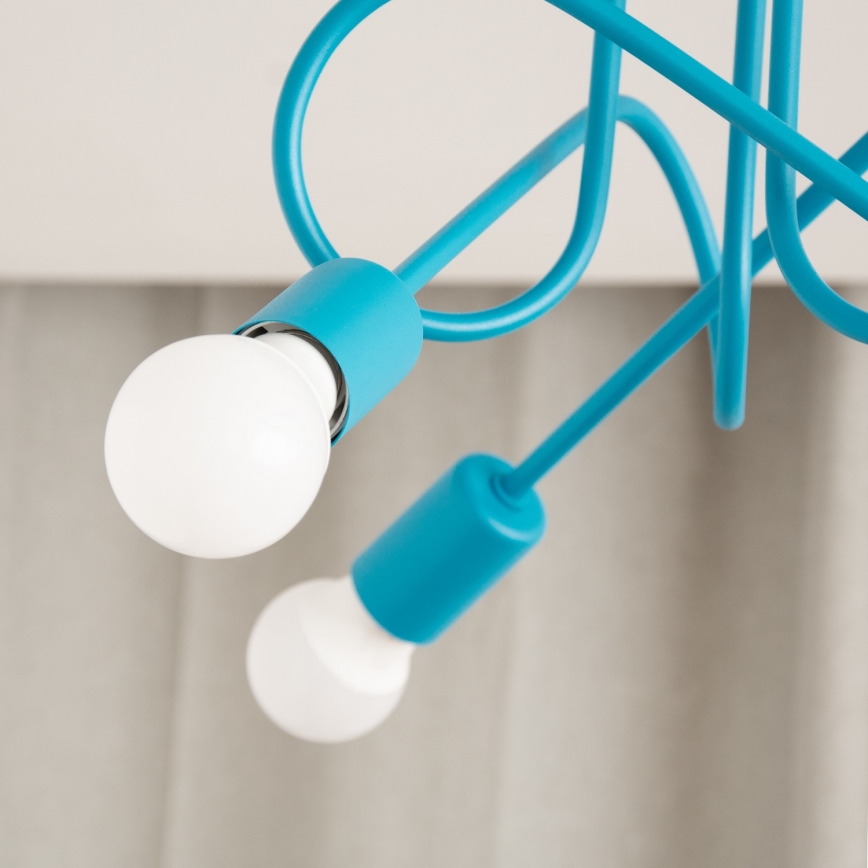 LED Dětský přisazený lustr OXFORD 3xE27/15W/230V modrá