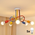 LED Dziecięcy żyrandol natynkowy OXFORD 5xE27/15W/230V