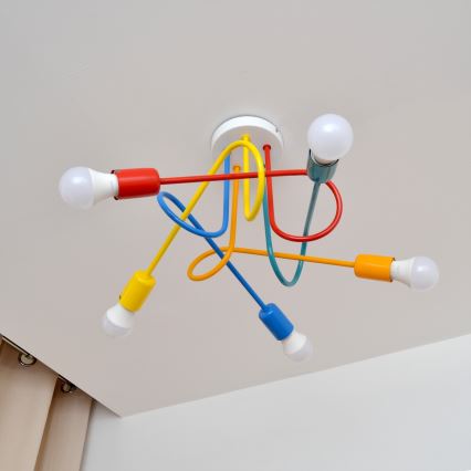 LED Dziecięcy żyrandol natynkowy OXFORD 5xE27/15W/230V