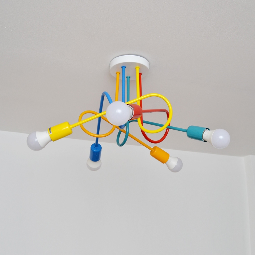 LED Dziecięcy żyrandol natynkowy OXFORD 5xE27/15W/230V