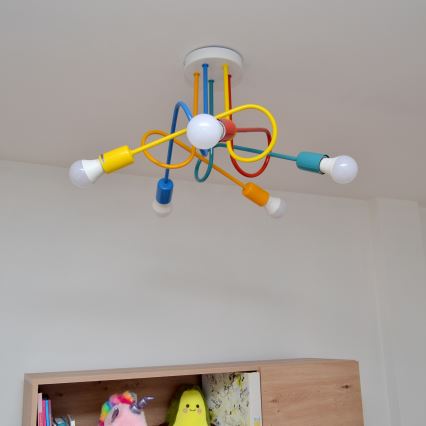 LED Dziecięcy żyrandol natynkowy OXFORD 5xE27/15W/230V
