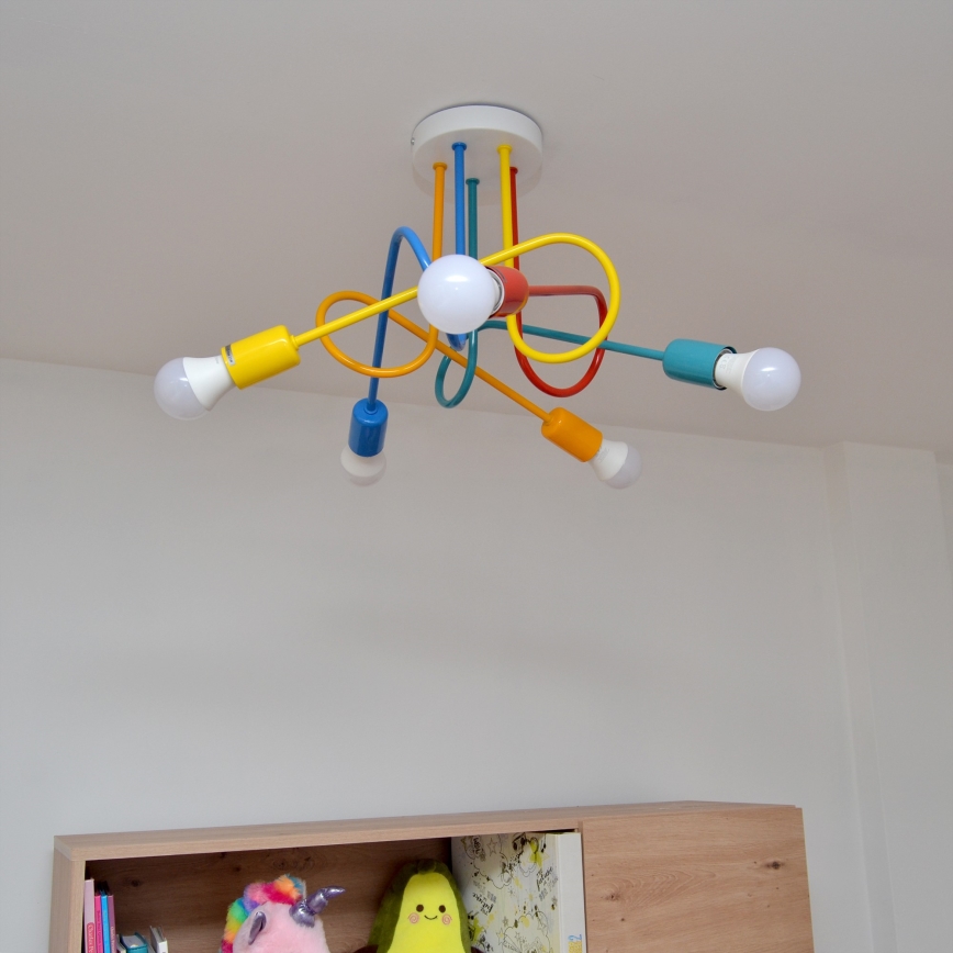 LED Dziecięcy żyrandol natynkowy OXFORD 5xE27/15W/230V