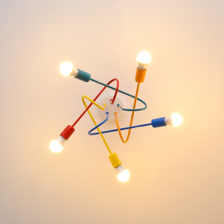 LED Dziecięcy żyrandol natynkowy OXFORD 5xE27/15W/230V