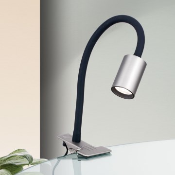 LED Elastyczna lampa stołowa z klipsem KURT LED/5W/230V srebrna