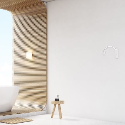 LED Elastyczna lampka ścienna z portem USB BASE LED/8W+LED/2W/230V biała