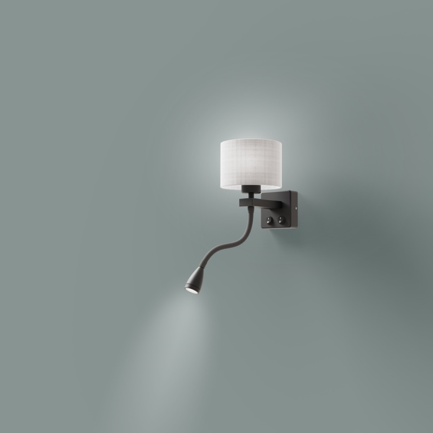 Elastyczna lampa LED POLO 1xE27/40W+LED/2W 230V czarna