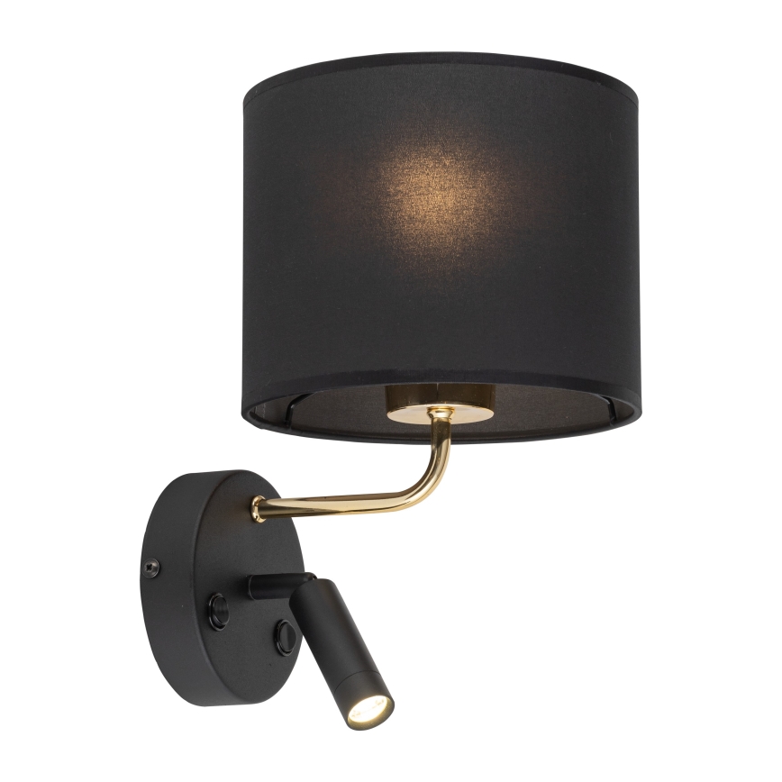 Elastyczna lampa LED RICHI 1xE27/15W/230V + LED/3W/230V czarna