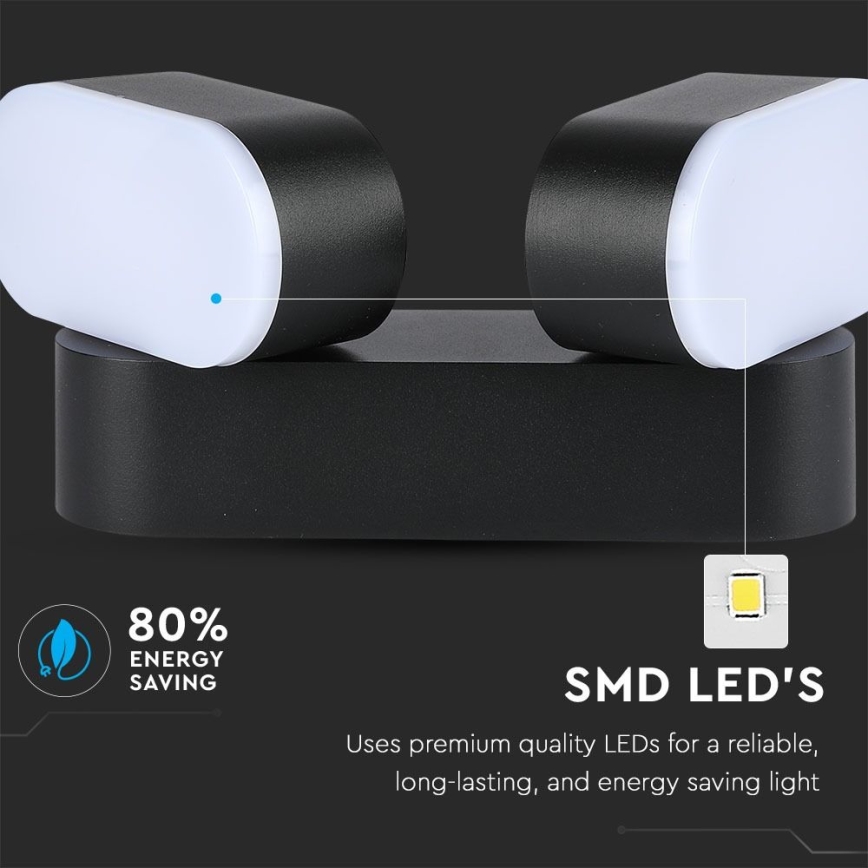 LED Elastyczny kinkiet zewnętrznyt 2xLED/12W/230V IP65 czarny