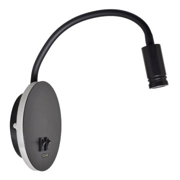 LED Elastyczny mały kiniet BASE 1xLED/8W+1xLED/2W/230V czarny/srebrny