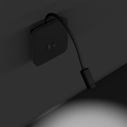 LED Elastyczny mały kinkiet BASE 1xLED/8W+1xLED/2W/230V czarny/srebrny