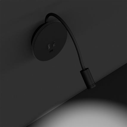LED Elastyczny mały kiniet BASE 1xLED/8W+1xLED/2W/230V czarny/srebrny