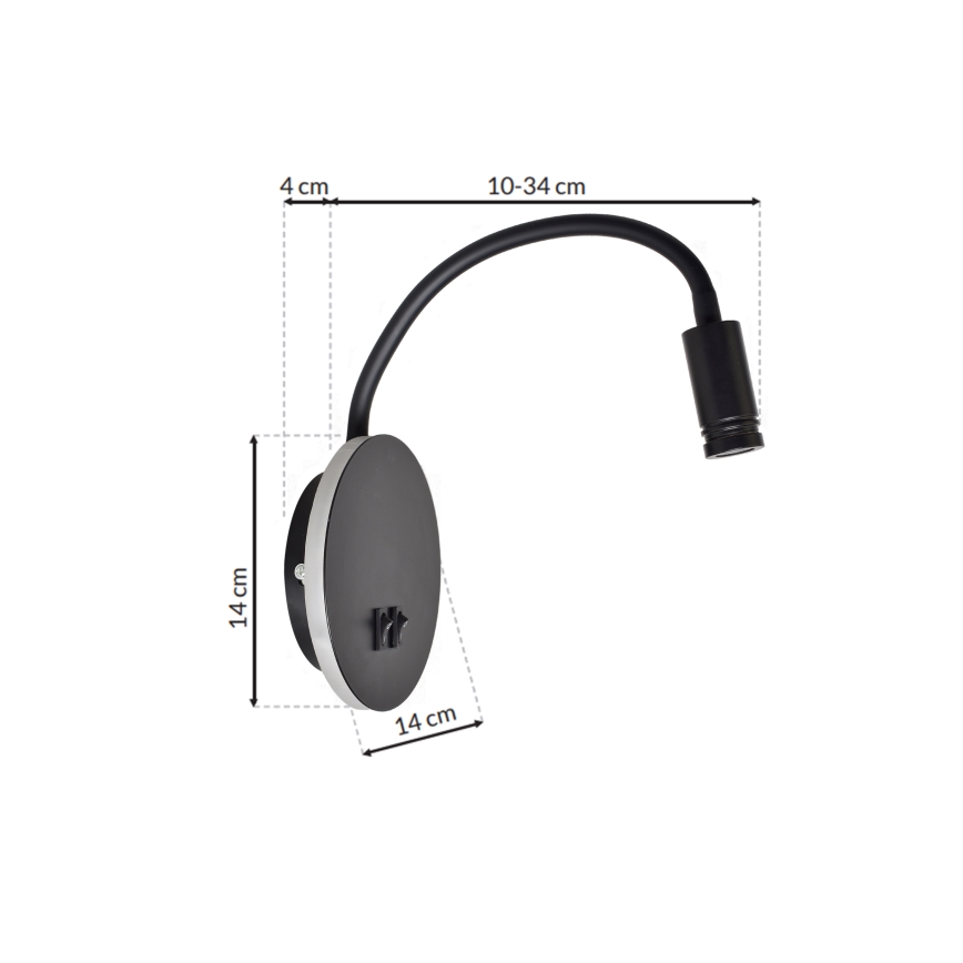 LED Elastyczny mały kiniet BASE 1xLED/8W+1xLED/2W/230V czarny/srebrny