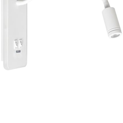 LED Elastyczny mały kinkiet z USB BASE 1xLED/8W+1xLED/2W/230V biały