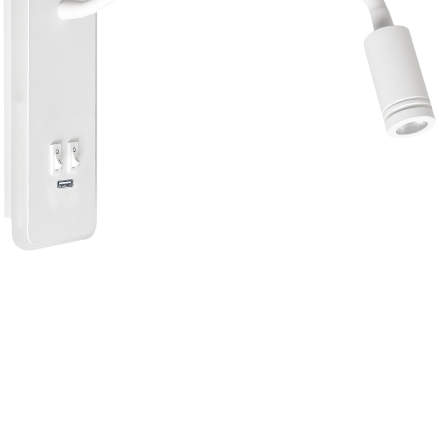 LED Elastyczny mały kinkiet z USB BASE 1xLED/8W+1xLED/2W/230V biały